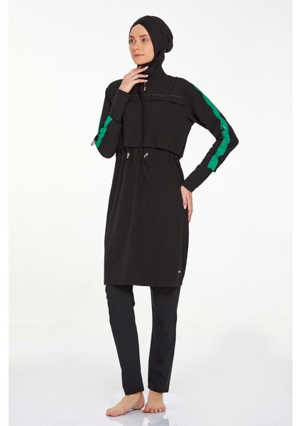 Spor Likra Tam Kapalı Tesettür Mayo Silver 4578 Siyah fırsatları