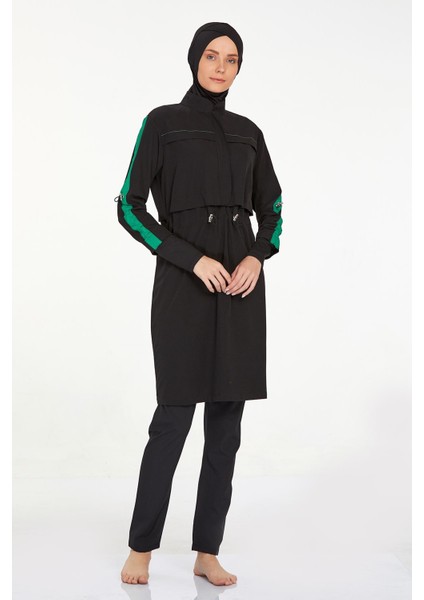 Spor Likra Tam Kapalı Tesettür Mayo Silver 4578 Siyah indirimleri