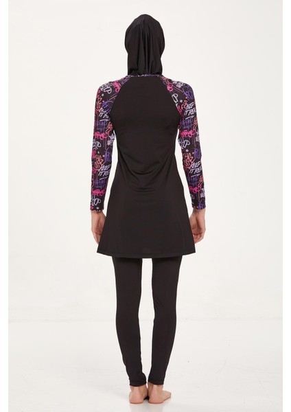 Genç Tam Kapalı Likralı Tesettür Mayo Roxane 8337 Siyah fırsatları
