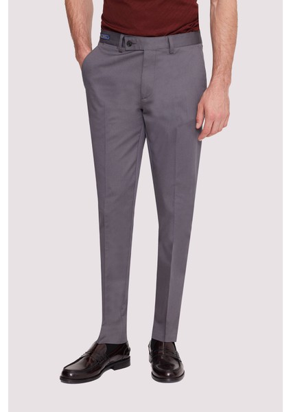 Erkek Koyu Gri Regular Fit Kanvas Pantalon