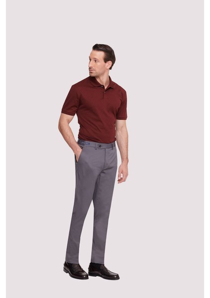 Erkek Koyu Gri Regular Fit Kanvas Pantalon