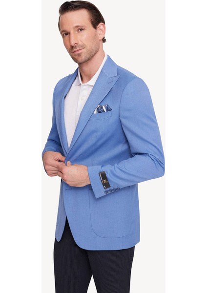 Erkek Indigo Mavi Regular Fit Sivri Yaka Tek Ceket fiyatları