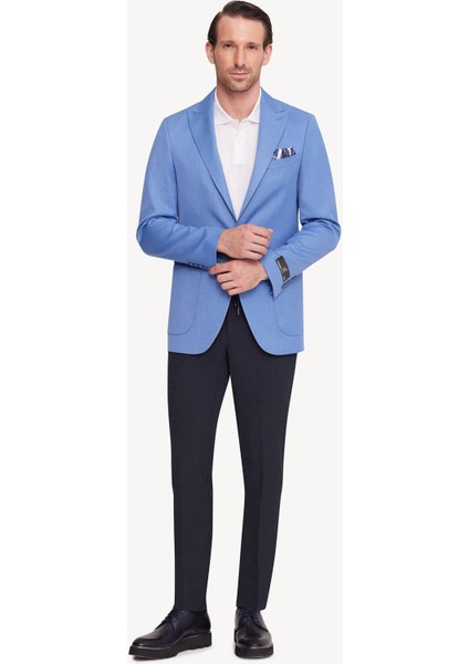Erkek Indigo Mavi Regular Fit Sivri Yaka Tek Ceket fırsatları