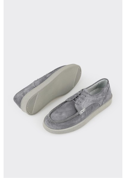 Gri Deri Erkek Günlük Ayakkabı modelleri