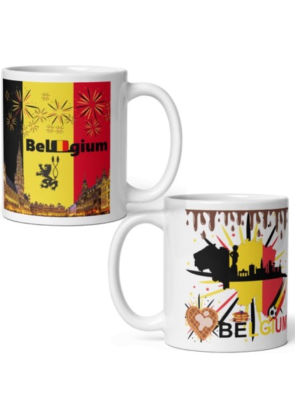 Belçika Kupa Bardak 2 Adet Seyahat Hatıra Belgium Mug
