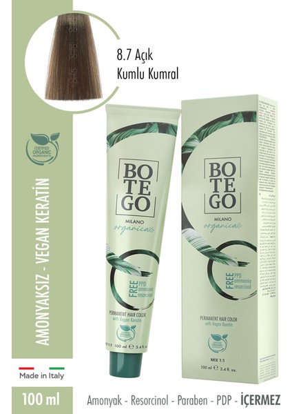 Organica Krem Boya 8.7 Açık Kumlu Kumral 100 ml