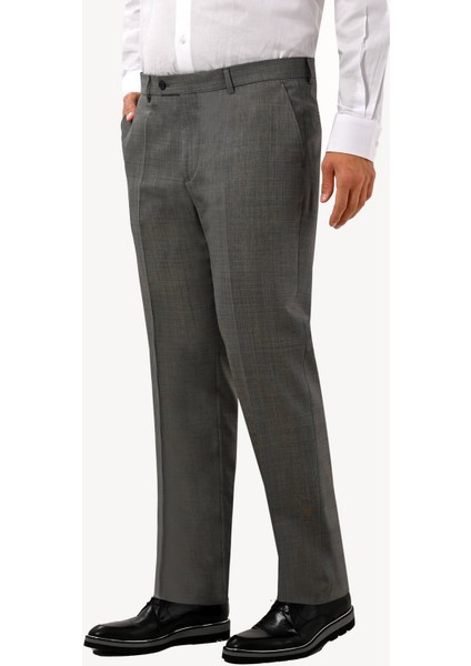 Erkek Gri Kumaş Pantolon Regular Fit
