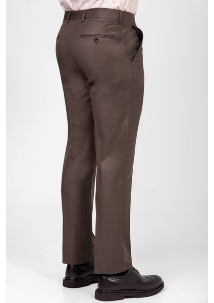 Erkek Kahverengi Regular Fit Yünlü Kumaş Pantolon fiyatları
