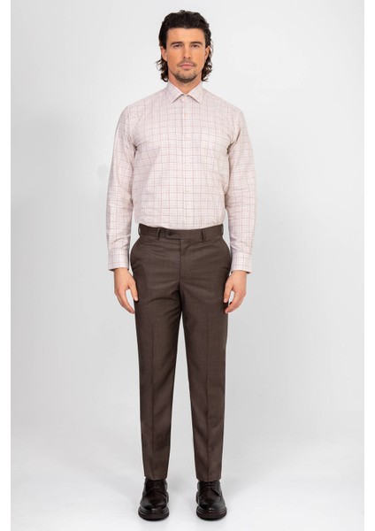 Erkek Kahverengi Regular Fit Yünlü Kumaş Pantolon indirimleri