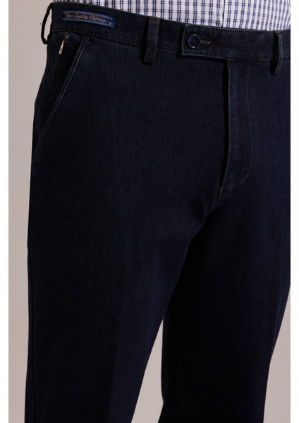 Erkek Lacivert Regular Fit Yan Cep Kanvas Pantolon fırsatları