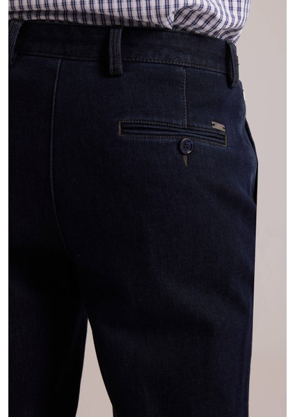 Erkek Lacivert Regular Fit Yan Cep Kanvas Pantolon indirimleri