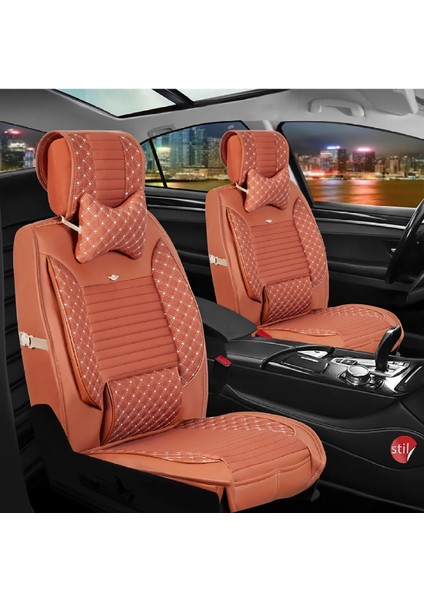 Isuzu D-Max Uyumlu Deri Oto Koltuk Kılıfı Ön Arka Takım Tarçın Sc