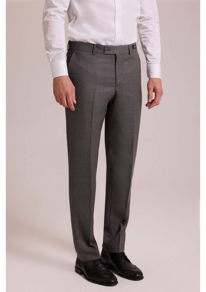 Erkek Açık Gri Regular Fit Yünlü Kumaş Pantolon modelleri