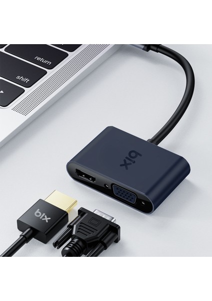 BX14HB 2in1 Type-C 3.1 4K@30Hz HDMI & VGA iPad Pro, Macbook / Windows Uyumlu Grafik Adaptörü