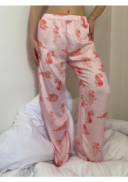Poplin Kumaş Beli Lastlikli Pantolon