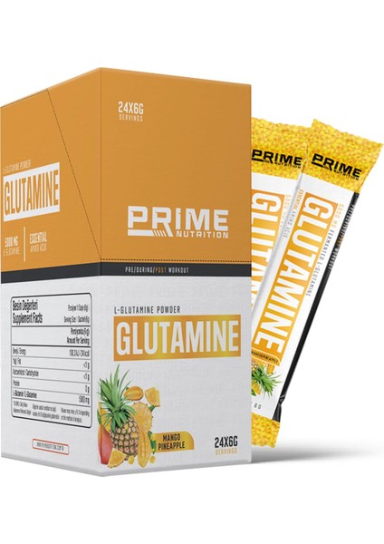 Prime Nutrition L-Glutamine 24 Adet x 6 Gram  Mango&ananas- Glutamin ( Tek Kullanımlık Paket )