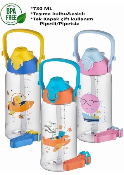 Pipetli Çocuk Matarası 680ML Mavi