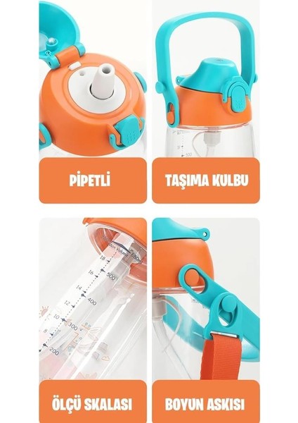 Pipetli Çocuk Matarası 680ML Mavi
