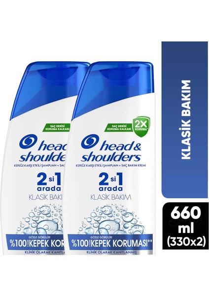 H&S Şampuan Klasik Bakım 2in1 330 ml x2 Adet