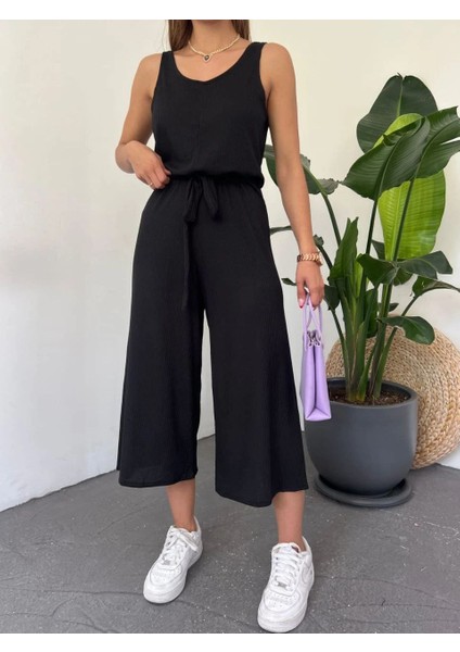 Beli Kuşaklı Oversize Tulum