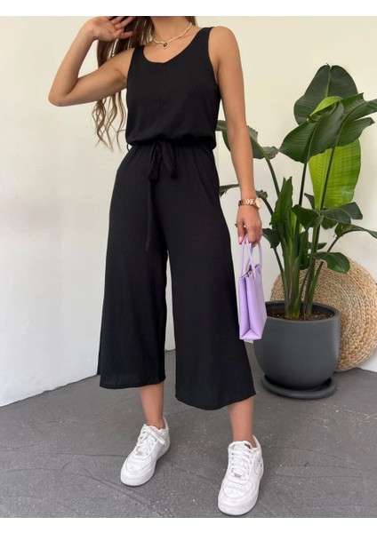 Beli Kuşaklı Oversize Tulum