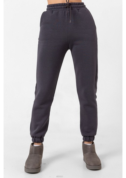 3 Iplik Şardonlu Paça Lastikli Cepli Pamuklu Kadın Eşofman Altı modelleri