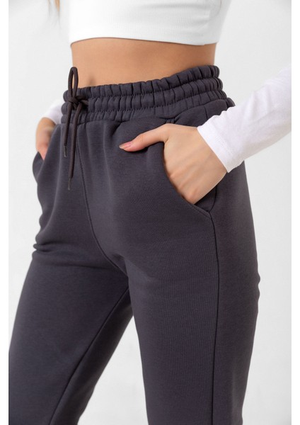 3 Iplik Şardonlu Paça Lastikli Cepli Pamuklu Kadın Eşofman Altı indirimleri