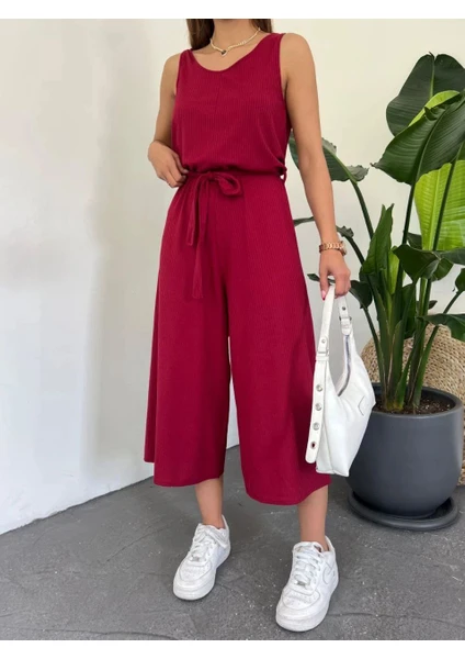 Primavera Trend Beli Kuşaklı Oversize Tulum