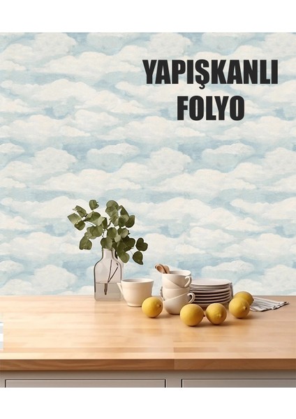 50X100 cm Bulut Desenler Premium Yapışkanlı Kaplama Pvc Folyo BH609