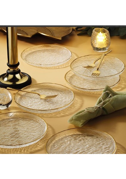 Chanel 6'lı Pasta Tabağı Seti Gold Fileli 16 cm