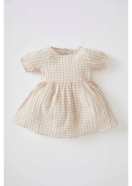 Kız Bebek Kolsuz Gofre Elbise
