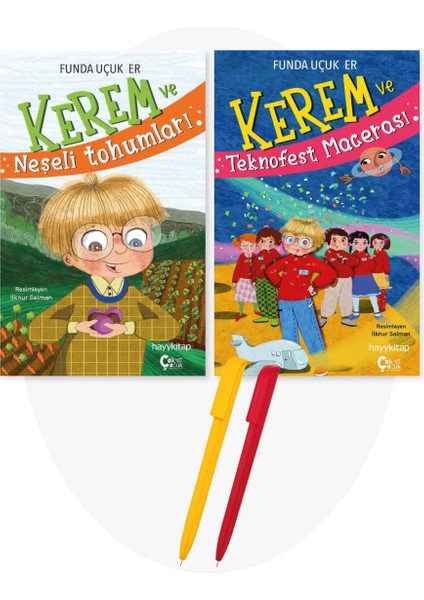 Alfa Kalem + Kerem ve Neşeli Tohumları + Kerem ve Teknofest Macerası 2 Kitap Set (Funda Ucuk Er)