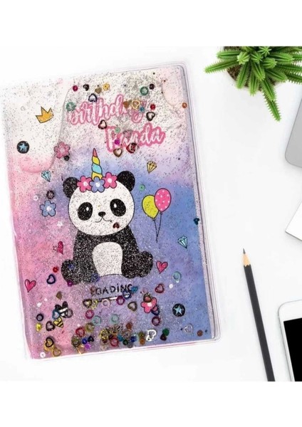 Sevimli Panda Desenli Renkli Simli Sulu Defter MLS-319