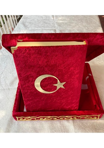 Türk Bayraklı Ayyıldız Pleksi Sandıklı Kuranı Kerim (Ciltli) fiyatları