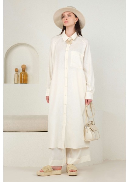 Reglan Kol Keten Gömlek Ekru indirimleri