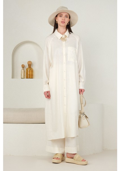 Reglan Kol Keten Gömlek Ekru