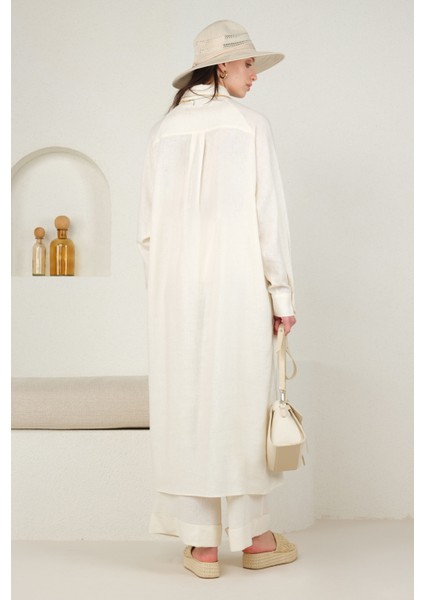 Reglan Kol Keten Gömlek Ekru