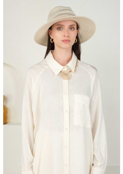 Reglan Kol Keten Gömlek Ekru