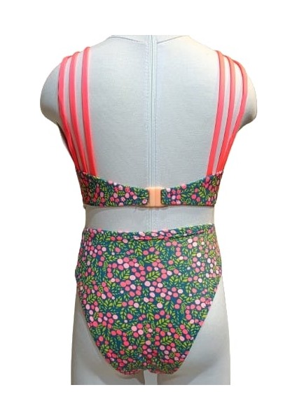 Kız Çocuk Baskılı Üç Askılı Yeşil Bikini 11-12 Yaş Yeşil fiyatları