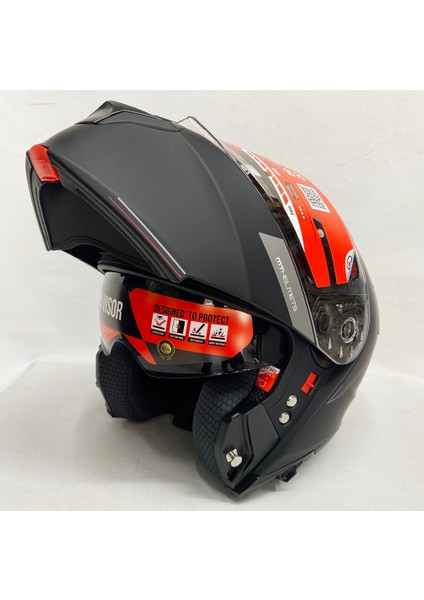 Genesis A1 Mat Siyah mt Çene Açılır Kask Iç Güneş Vizörlü