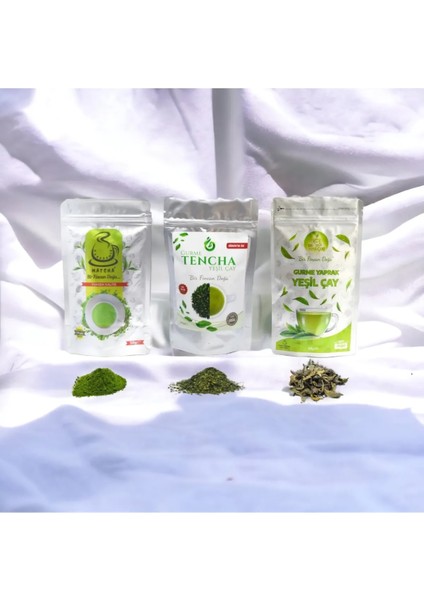 Karadeniz Matcha Çayı 50 gr + Tencha Yeşil Çay 75 gr + Yaprak Yeşil Çay 50 gr