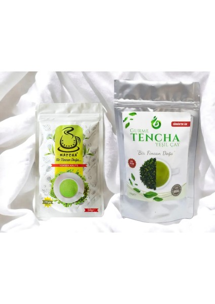 Saf Matcha 50 gr + (Türkiye'de Ilk) Tencha Yeşil Çay 75 gr