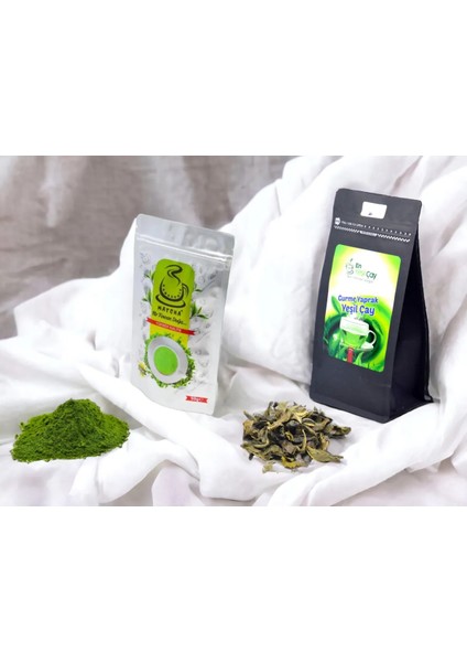 2 x 50 gr Saf Matcha ve 2 x 100 gr Yaprak Yeşil Çay
