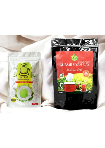 Saf Matcha 50 gr + Demlik Poşet Gurme Siyah Çay 250 gr