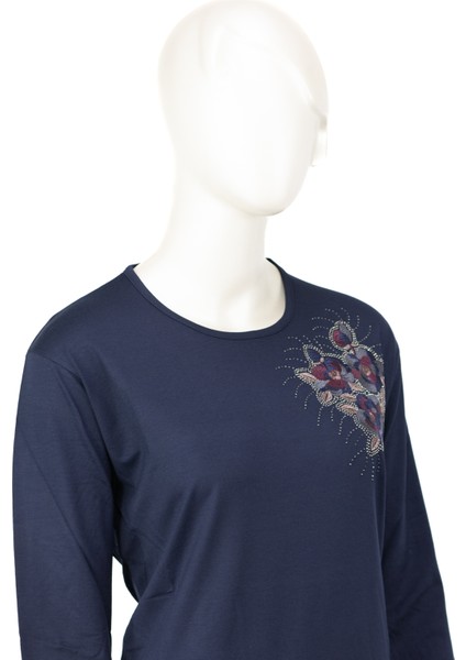 Kadın Turlu Viskon Penye Kumaş Anne Bluz Yakut Demet Taşlı ve Nakışlı Likralı Rahat Tamkalıp fırsatları