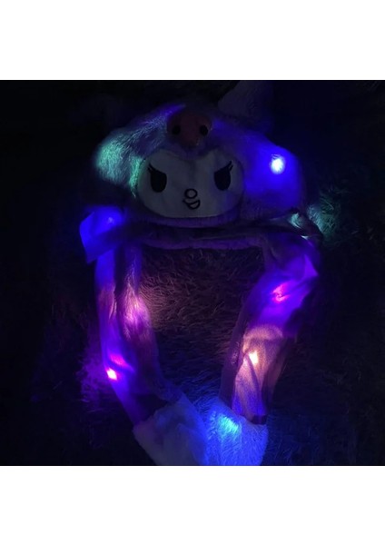 Peluş Mor Işıklı Kuromi Kulakları Hareket Eden Işıklı Kuromi Şapka Tavşan Şapka modelleri