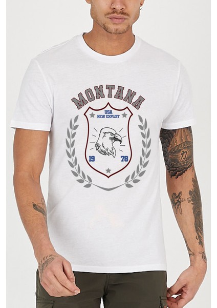 Montana Baskılı Bisiklet Yaka Rahat Reguler Kalıp Erkek Tişört