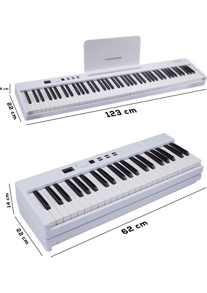 PLX-100WH-ST Taşınabilir Dijital Piyano Tuş Hassasiyetli 88 Tuş Bluetooth Şarjlı (Stand Sustain Kulaklık Çanta Metod)