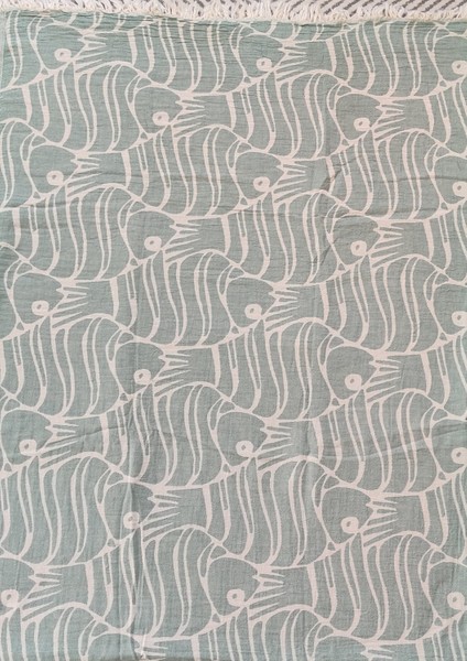 Balık Desenli Çift Kişilik Organik Pamuk Pike 185X230CM (Oeko-Tex® Standard 100 Sertifikalı)