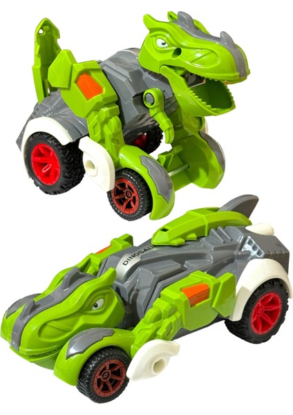 Trex Dinazor Figür Araba Sürtmeli Teker Transformers Robot Dinozor 15CM